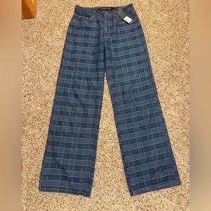 Lioness Plaid Denim Jeans NWT Size XS
